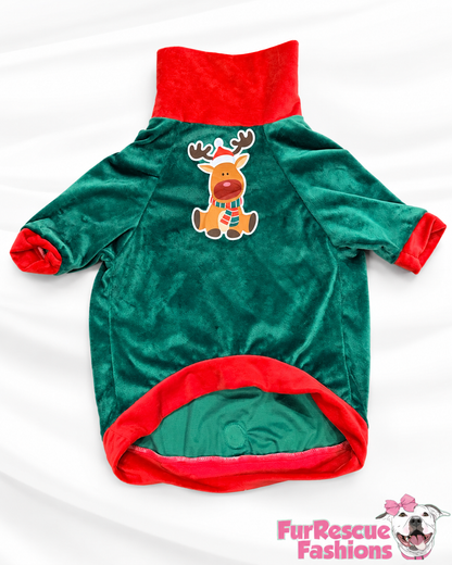 Rudolph’s Cozy Christmas Dog Shirt — Evergreen