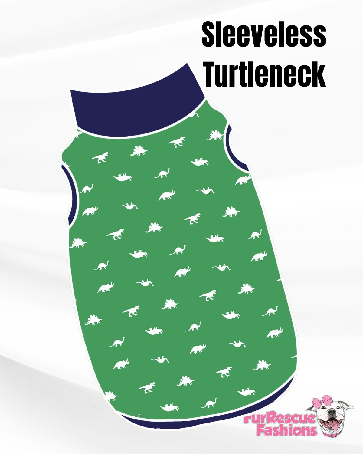 Preppy Dinos (Green) - PAWjama with Blue & White Woven Trim/Collar