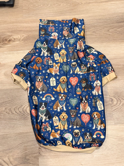 All Breeds Gotcha Day - Dog Pajama with Gold Neck & Trim/Sleeves