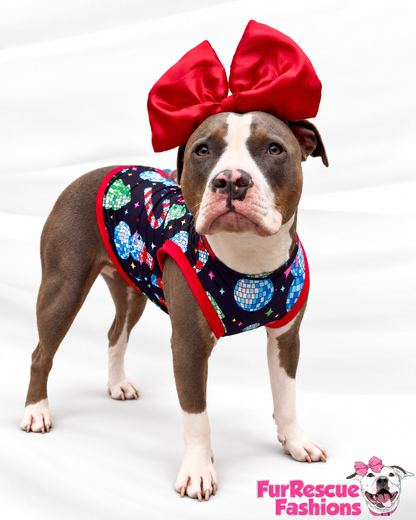 Disco Snowman Christmas Party - Dog Pajama with Red Neck & Trim/Sleeves