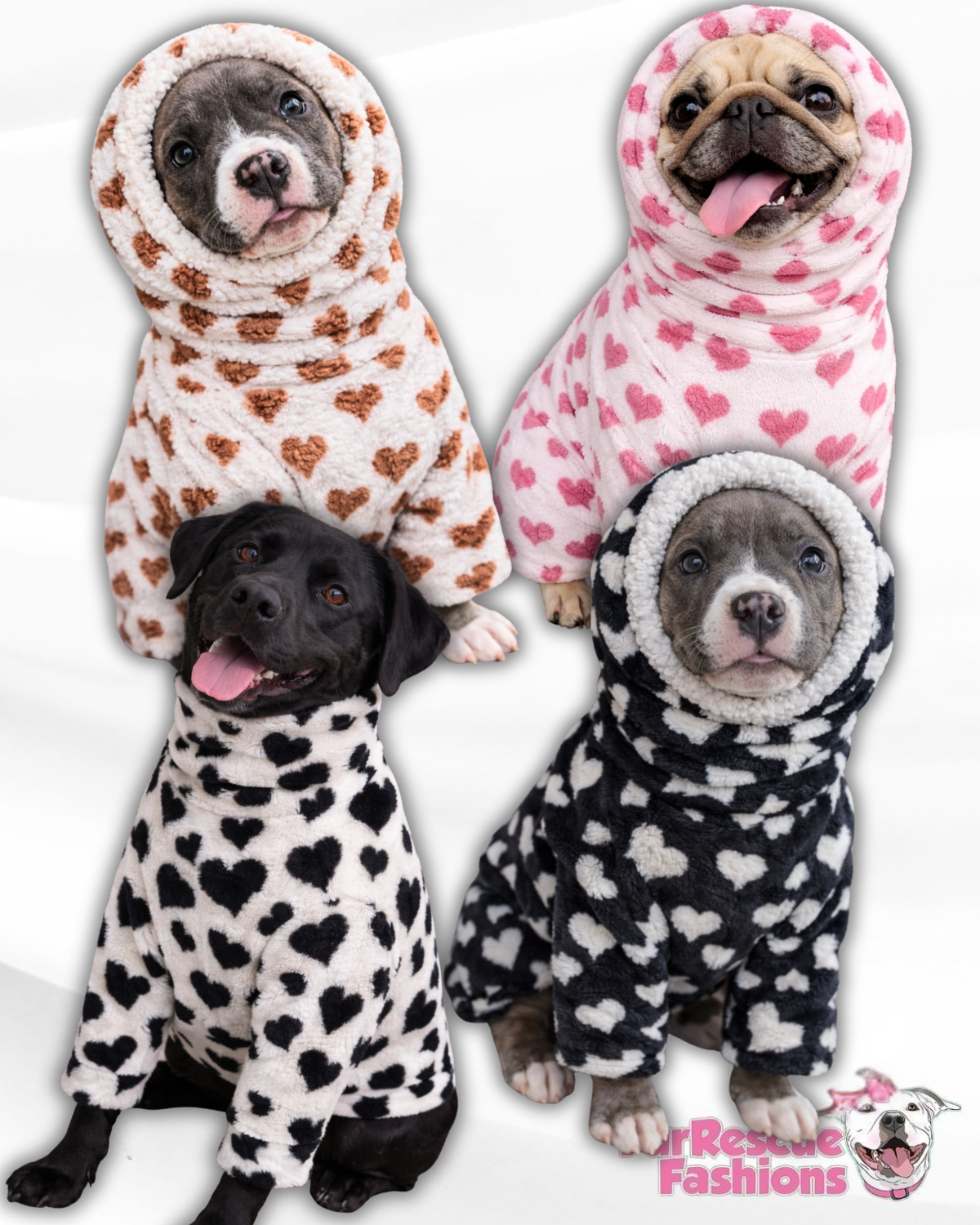Polka Hearts Snood Dog Sweater – Luxury Fleece & Sherpa Lining