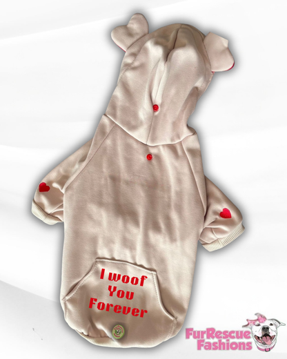 I Woof You Forever Valentine Dog Hoodie – Soft Embroidered Cozy Pup Sweatshirt