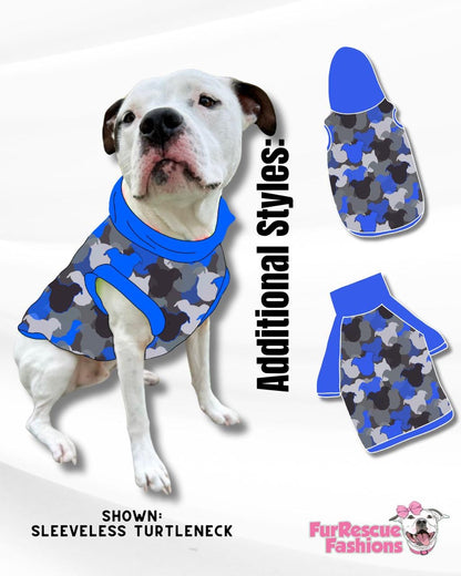 Pit-Mouflage Blue Dog Pajama with Blue Neck & Trim/Sleeves