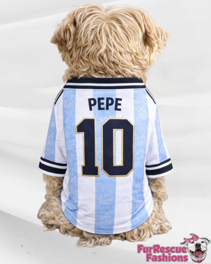 Argentina Dog Jersey or Ruffle Dress – Soccer Cup 2026 | Custom Pet Soccer Shirt ⚽️🐾