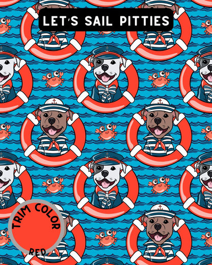 Nauti-Bull Crew: Let’s Sail Pitties Dog Dress With Ruffle / With Sleeves or Sleeveless