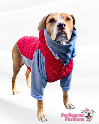 ComfyFit Winter Dog Jacket – Puffer with Snaps & High Turtleneck and Hoodie