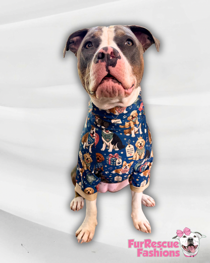 All Breeds Gotcha Day - Dog Pajama with Gold Neck & Trim/Sleeves
