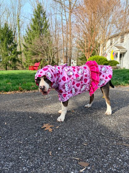 All Over Print Rain Jacket Or Cape with Hoodie And Ruffles