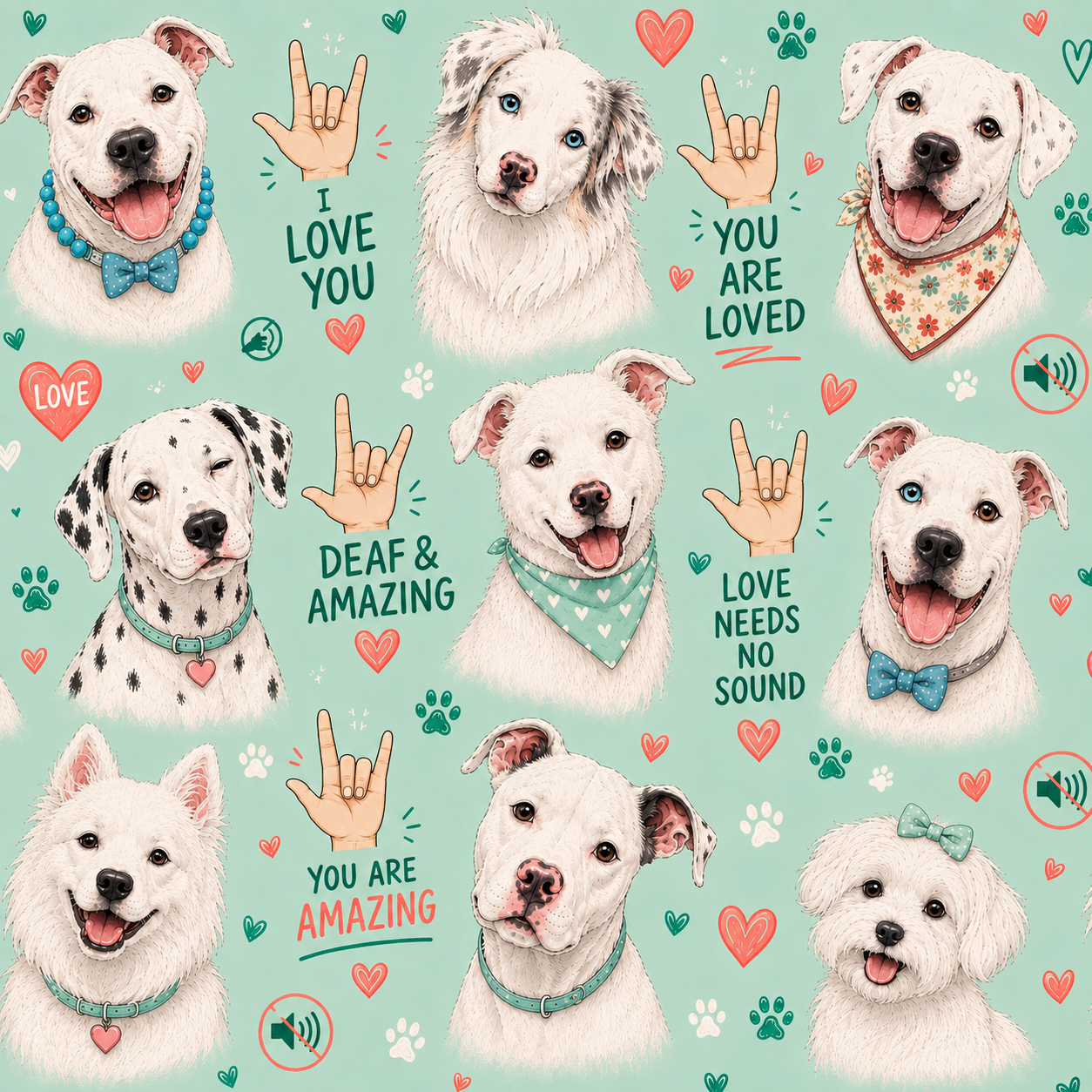 Deaf & Amazing - Dog Pajama with Green or Pink Neck & Trim/Sleeves
