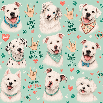 Deaf & Amazing - Dog Pajama with Green or Pink Neck & Trim/Sleeves