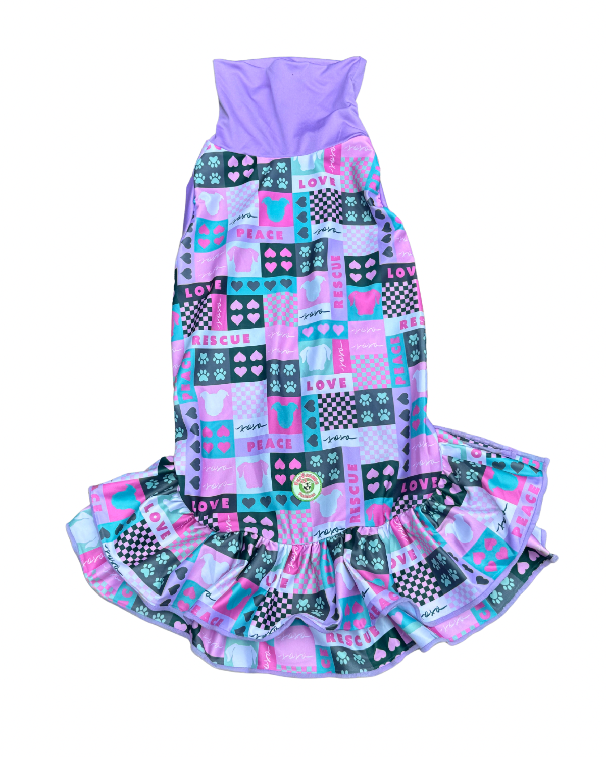 7th Anniversary Dog Dress With Ruffle / With Sleeves or Sleeveless (Available in any pattern)
