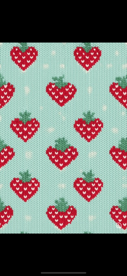 Berry Sweet Knit Pajama with Red  Neck & Trim/Sleeves
