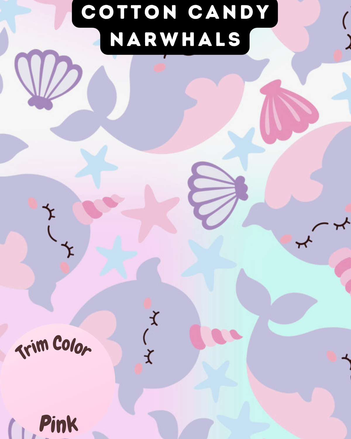 Cotton Candy Narwhals - Dog Pajama with Pink Neck & Trim/Sleeves