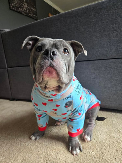 I Seal-y Love You Dog Pajama with Red Neck & Trim/Sleeves