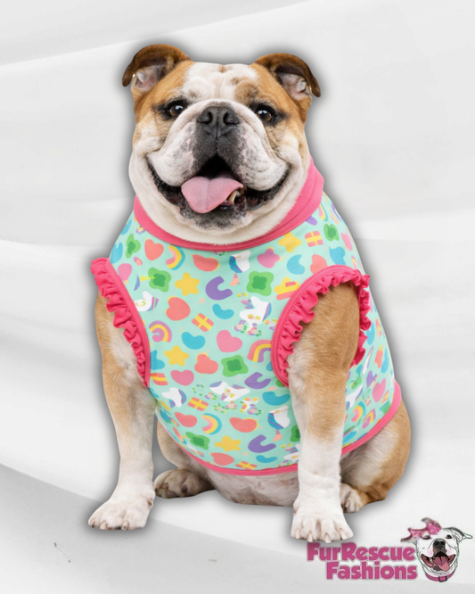 St. Pawtricks & Easter Sleeveless Dog Shirt With Ruffles (AVAILABLE IN ANY PRE-ORDER PATTERN)