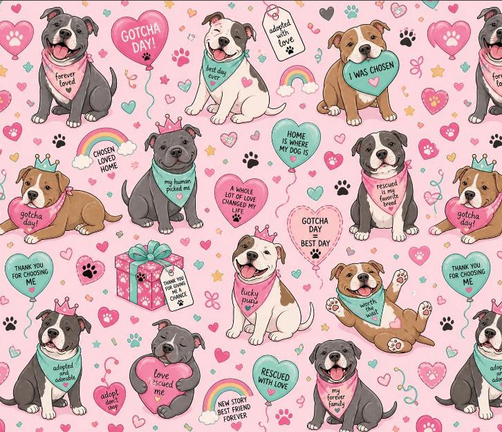 Bully Gotcha Day Pink - Dog Pajama with Aqua Neck & Trim/Sleeves