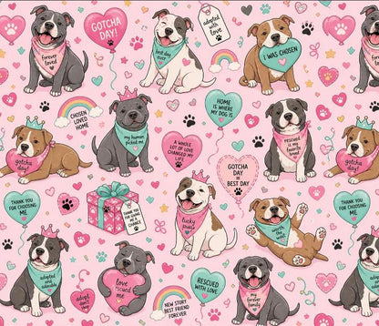 Bully Gotcha Day Pink - Dog Pajama with Aqua Neck & Trim/Sleeves