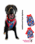 Patriotic Paradise Dog Pajama with Red Neck & Trim/Sleeves