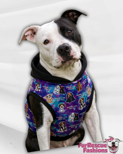 Where I Go, You Go Star Paws - Dog Pajama with Black Neck & Trim/Sleeves