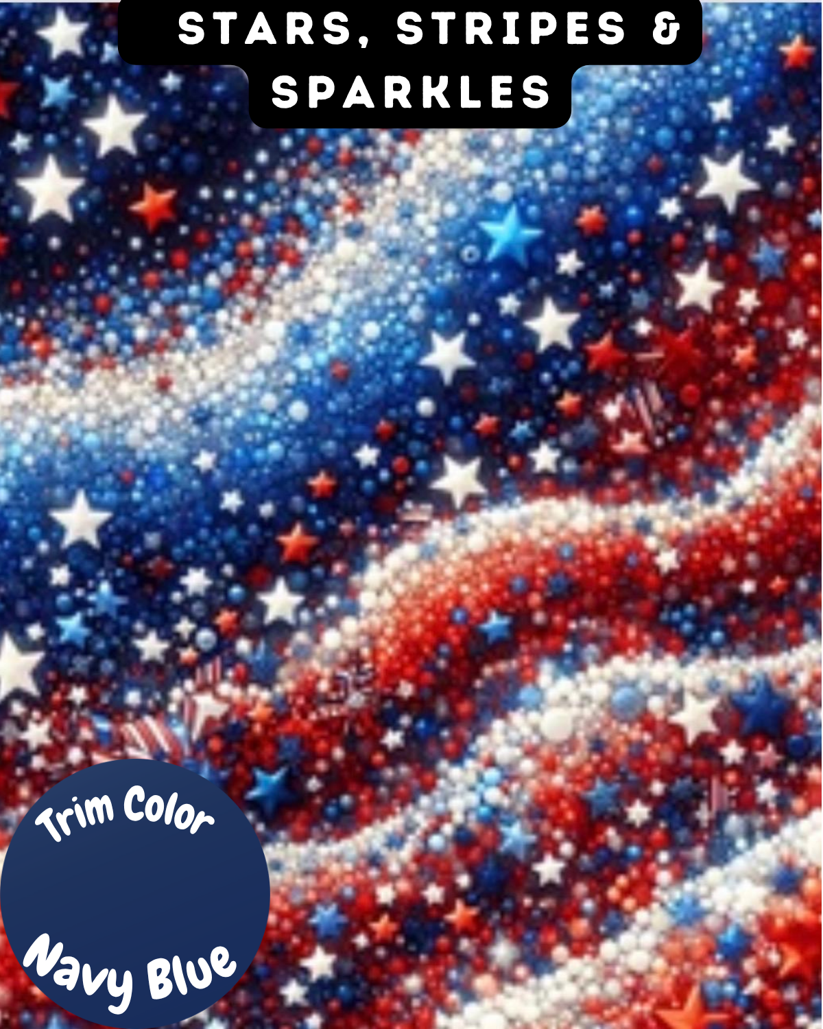 Stars, Stripes & Sparkles - Dog Pajama with Blue Neck & Trim/Sleeves