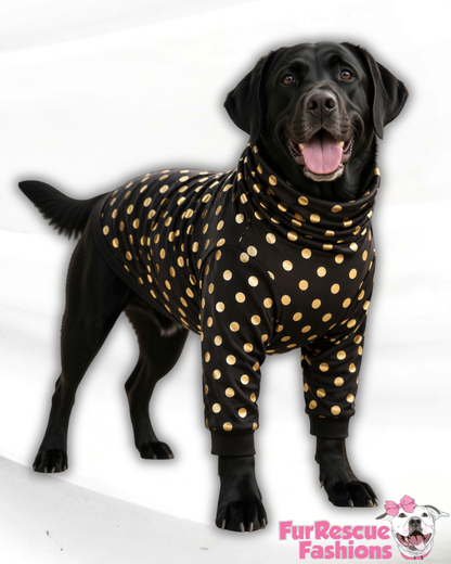 Golden Dots Dog Shirt/Dress/4-Legged PAWjama (UV50 Fabric)