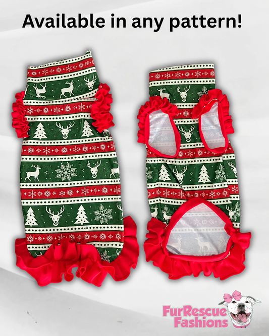 Ultra-Luxe Christmas Dog Shirt With Ruffles On the Booty I’m