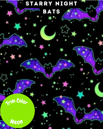 Starry Night Bats - Dog Pajama with Neon Neck & Trim/Sleeves