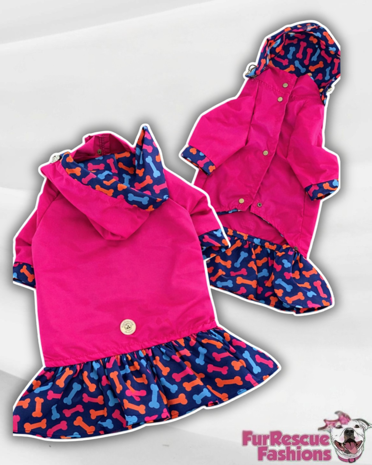 Bone to be cute hot pink Reversible Rain Jacket Or Cape with Hoodie And Skirt Or Ruffles