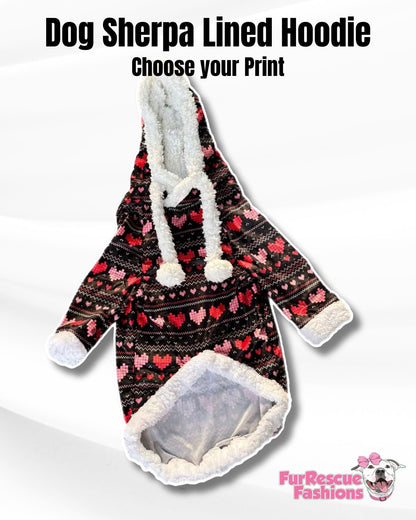 Dog Sherpa Lined Hoodie with Pompom & Tassels - Choose Your Print