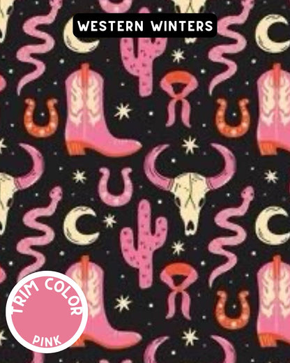 Western Winters Dog Pajama with Pink Neck & Trim/Sleeves