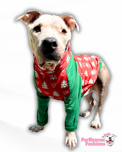 Evergreen Joy Dog Pajama with Green Neck & Trim/Sleeves