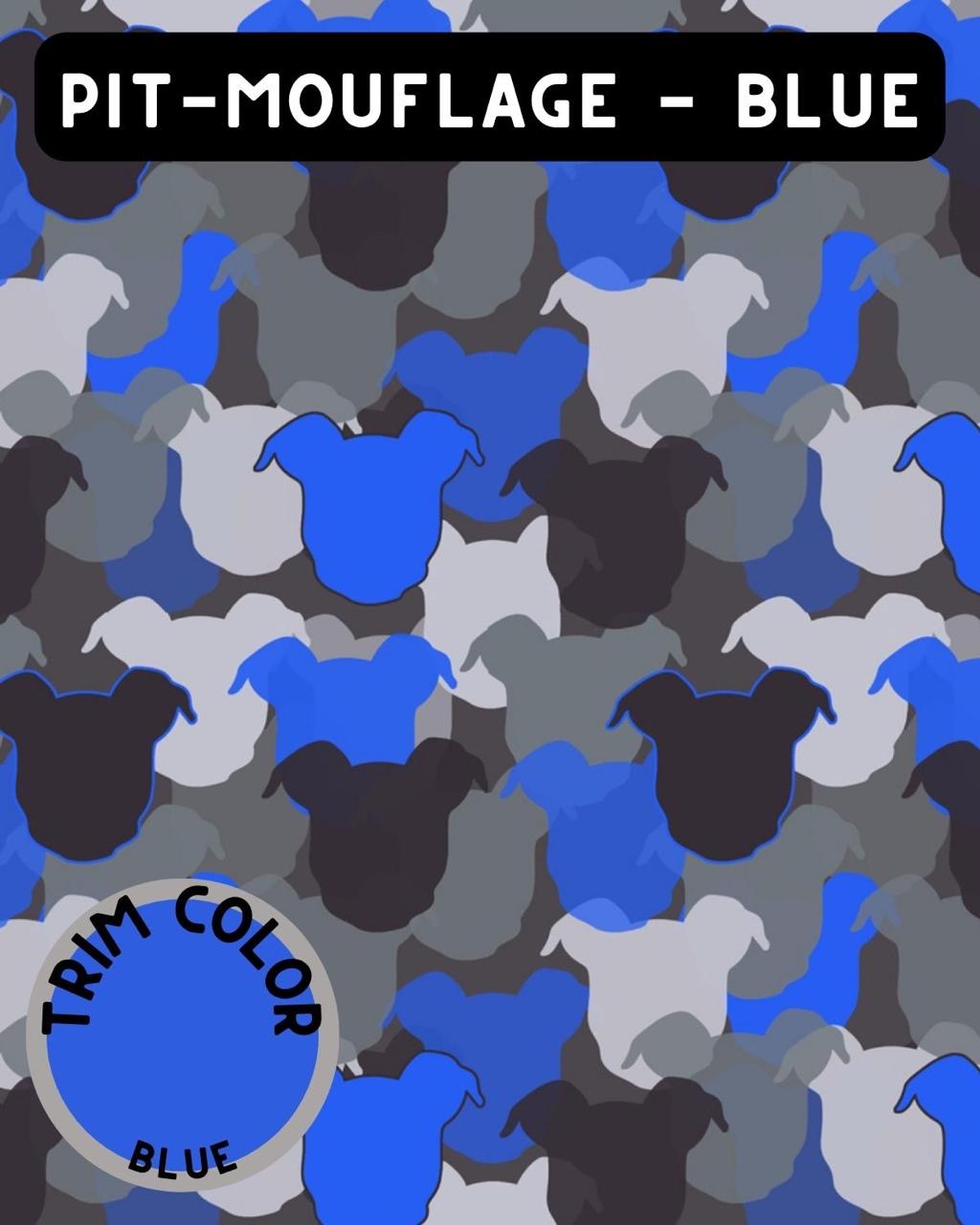 Pit-Mouflage Blue Dog Pajama with Blue Neck & Trim/Sleeves