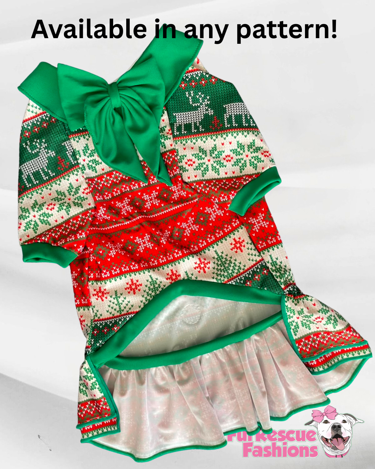 2026 Christmas in July Dog Dress With Ruffle / With Sleeves or Sleeveless (Available in any pattern)