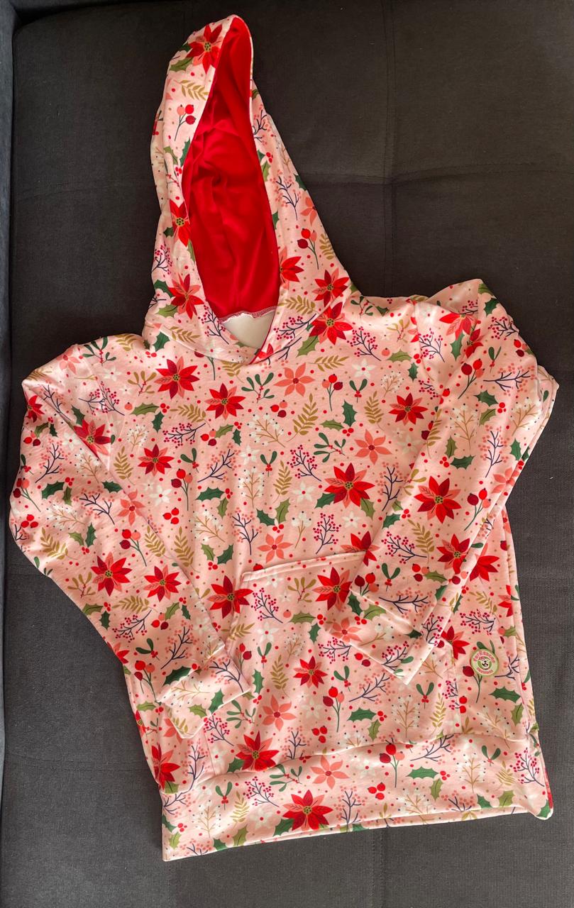 Christmas Blooms - Dog Pajama with Red Neck & Trim/Sleeves