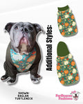 Pumpkin Patch Dog Pajama with Teal Neck & Trim/Sleeves