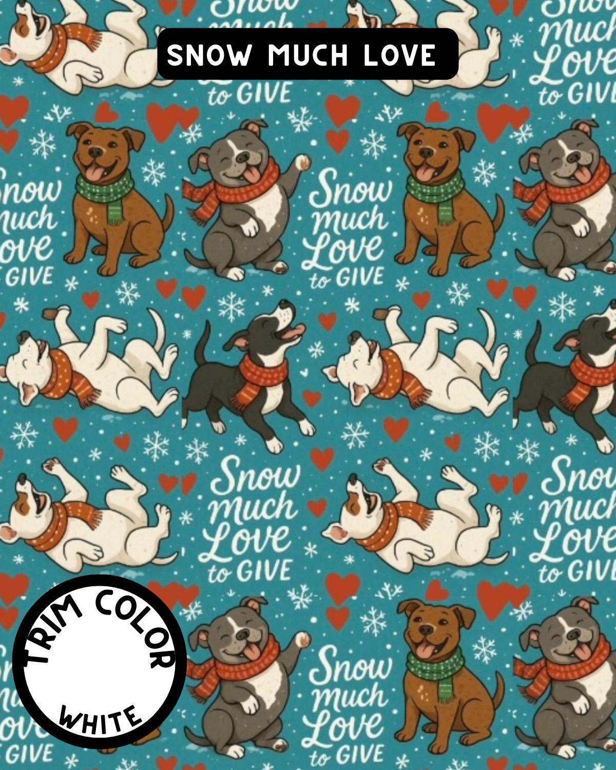 Snow Much Love Dog Pajama with White Neck & Trim/Sleeves