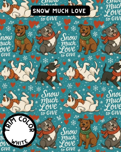 Snow Much Love Dog Pajama with White Neck & Trim/Sleeves
