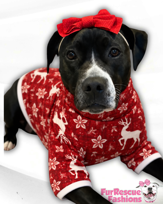 Oh, My Deer! Ultra-Luxe - Dog Pajama with White Neck & Trim/Sleeves
