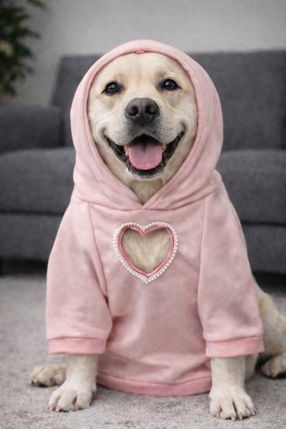 Stealing Hearts Pearl Peek-A-Boo Dog Hoodie – Soft Embroidered Cozy Pup Sweatshirt