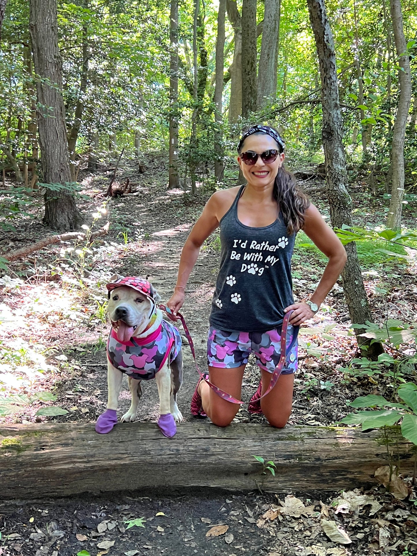 Pit-Mouflage Pink & Grey Dog Pajama with Black or Pink Neck & Trim/Sleeves