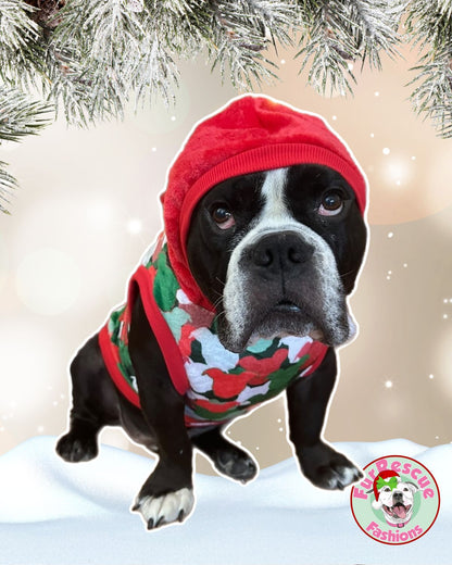 Christmas Pittie Camo - PAWjama with Red Neck & Trim/Sleeves
