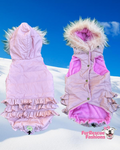 Rose Puffer Jacket, Vests and Capes with Ruffle