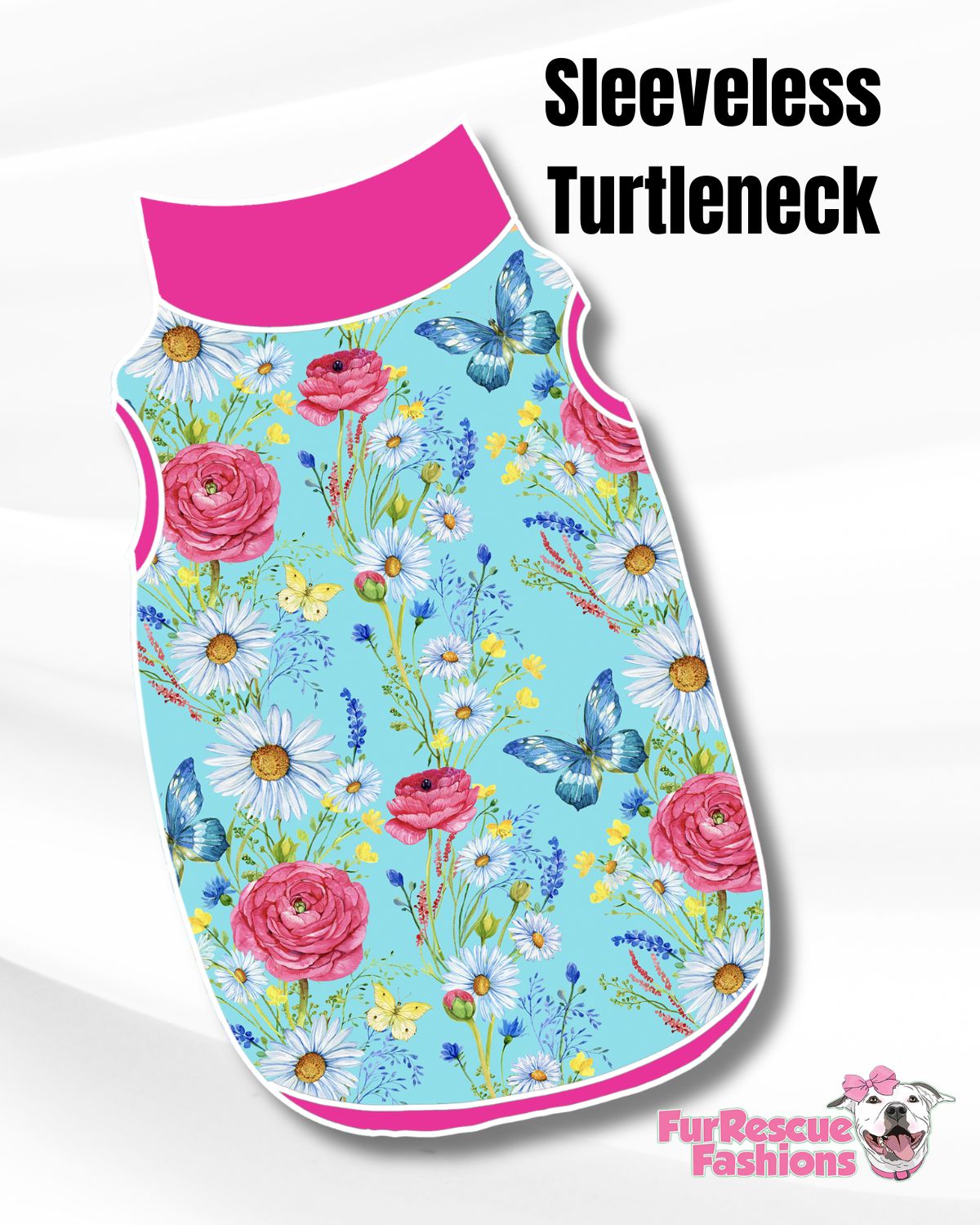 Spring Fling, Flowers & Butterflies Pajama with Hot Pink Neck & Trim/Sleeves