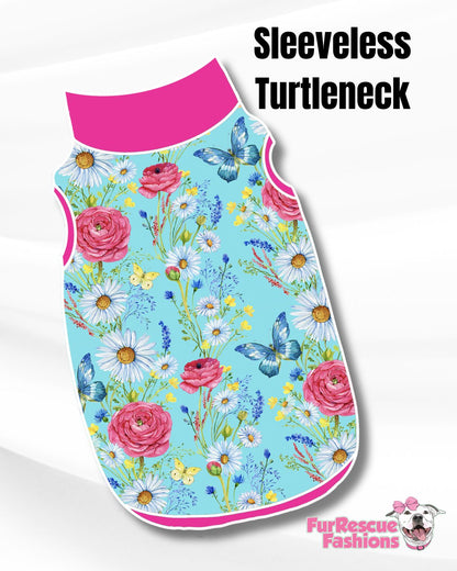 Spring Fling, Flowers & Butterflies Pajama with Hot Pink Neck & Trim/Sleeves