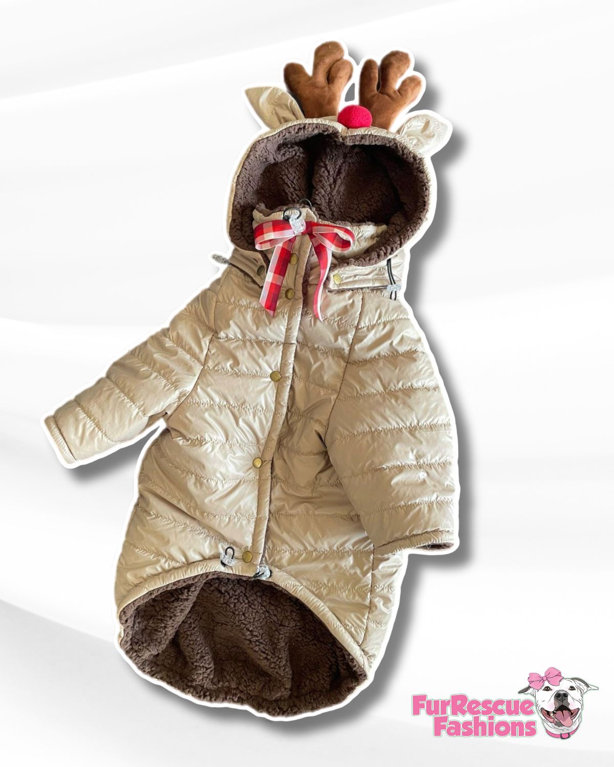 Reversible Reindeer Puffer Jacket, Vests and Capes with Removable Hoodie