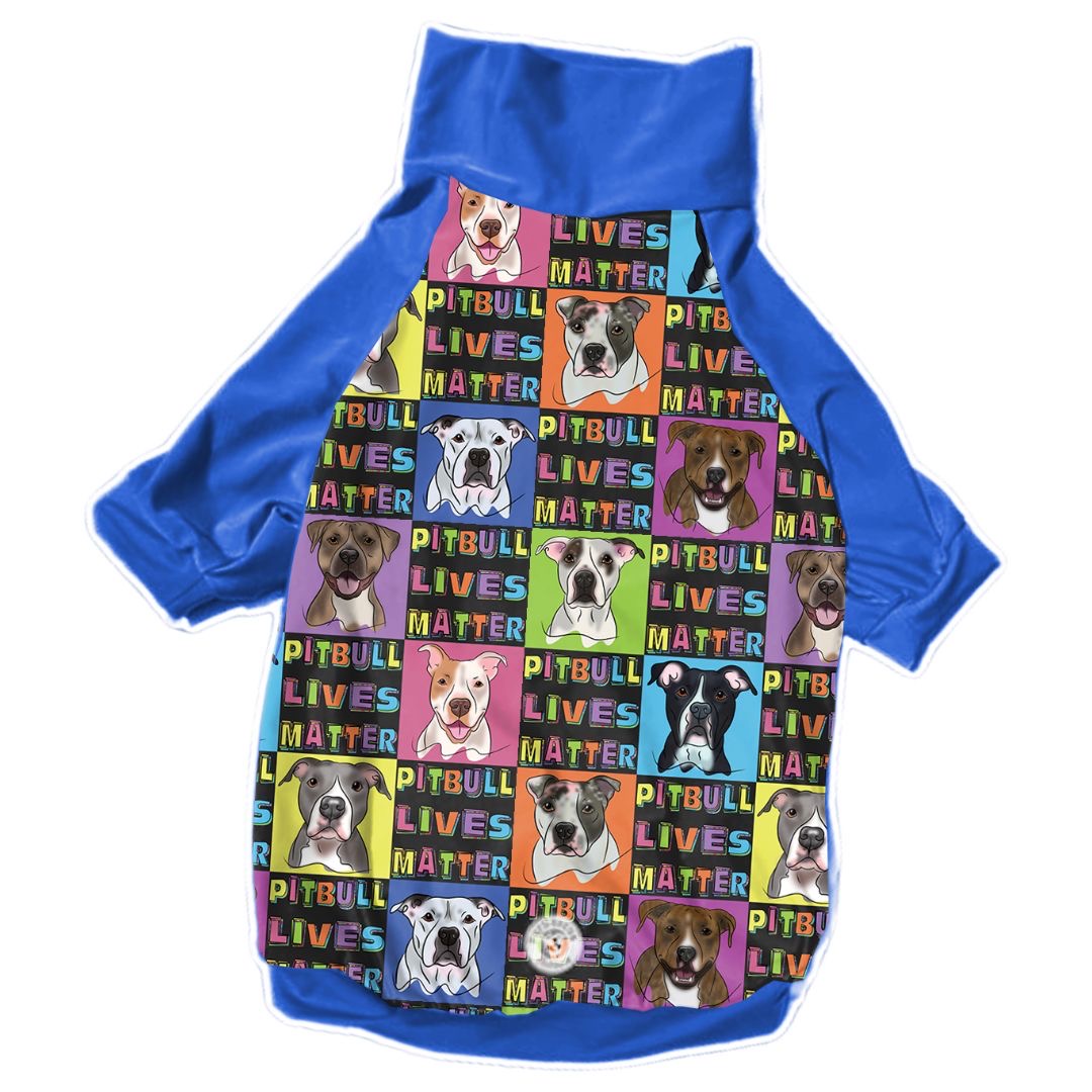 Pitbull Lives Matter Dog Pajama with Royal Blue Or Lilac  Neck & Trim/Sleeves