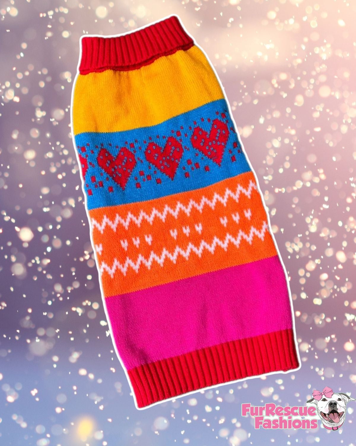 Rainbow Hearts Fair Isle Knit Dog Vest