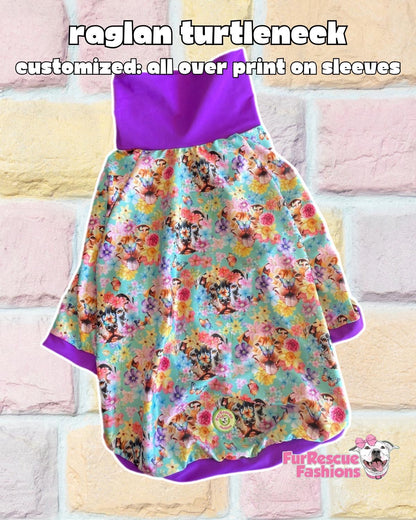Field of Pitties – Dog Pajama with Lavender Neck & Trim/Sleeves