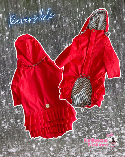 The Classy But Never Ordinary Reversible Rain Jacket Or Cape with Removable Hoodie And Skirt Or Ruffles