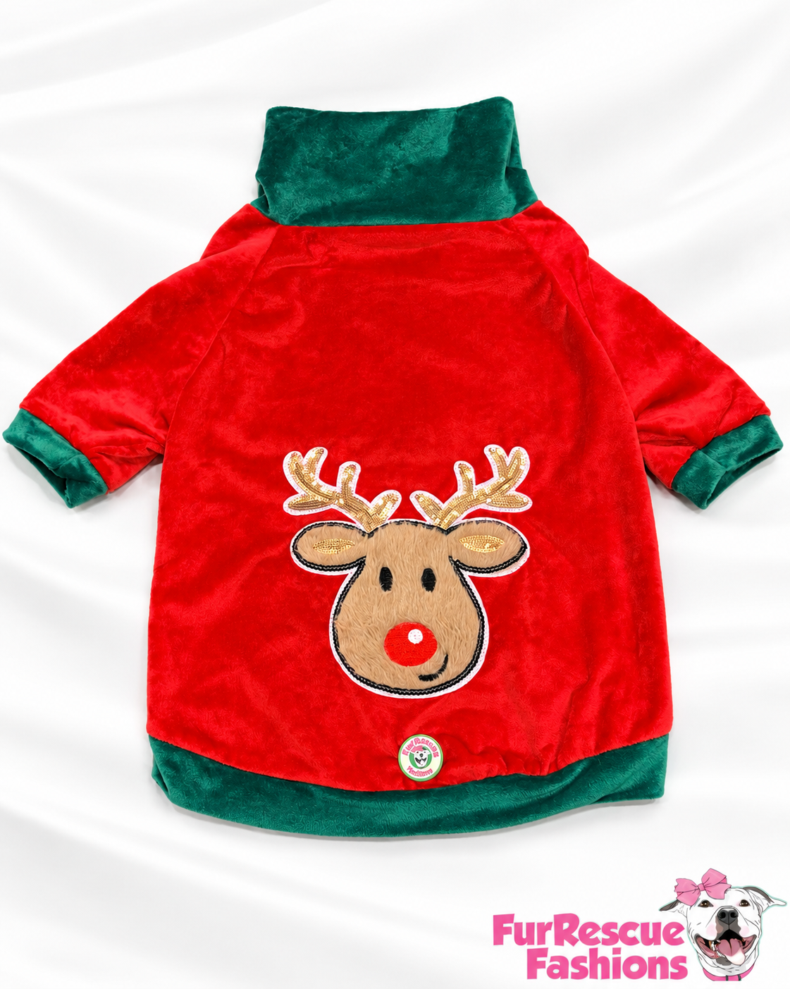 Rudolph’s Cozy Christmas Dog Shirt — Holly Red